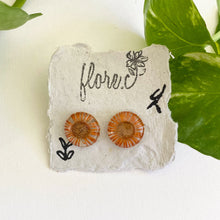 Load image into Gallery viewer, Orange Flower Circle Studs
