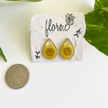 Load image into Gallery viewer, Yellow Flower Teardrop Studs