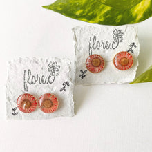 Load image into Gallery viewer, Red Flower Circle Studs
