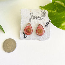 Load image into Gallery viewer, Red Flower Teardrop Studs