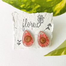 Load image into Gallery viewer, Red Flower Teardrop Studs