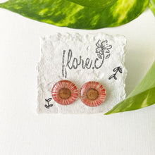 Load image into Gallery viewer, Red Flower Circle Studs