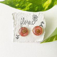 Load image into Gallery viewer, Red Flower Circle Studs