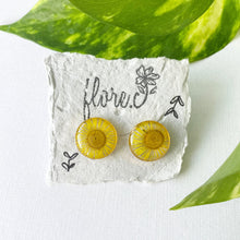 Load image into Gallery viewer, Yellow Flower Circle Studs
