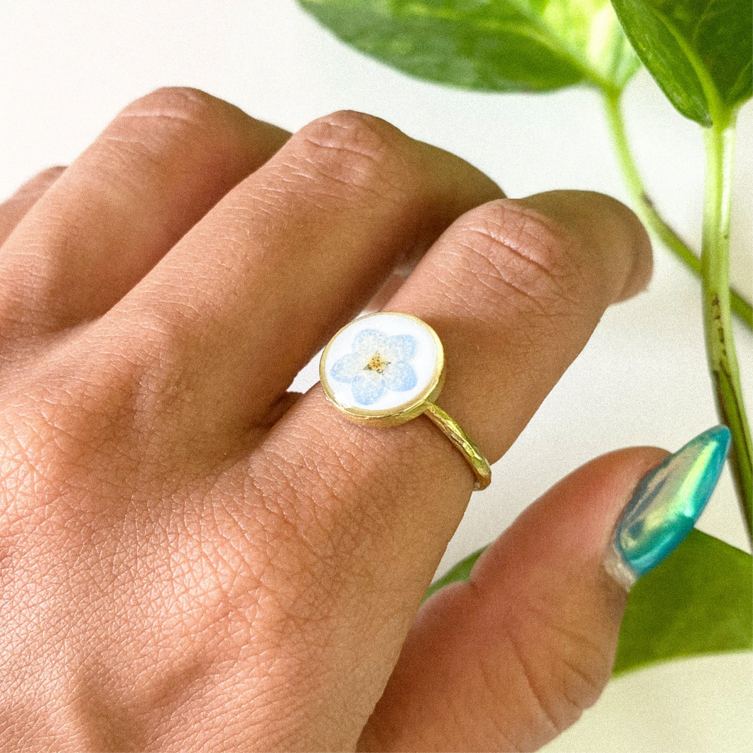 Forget-Me-Not Circle Adjustable Ring