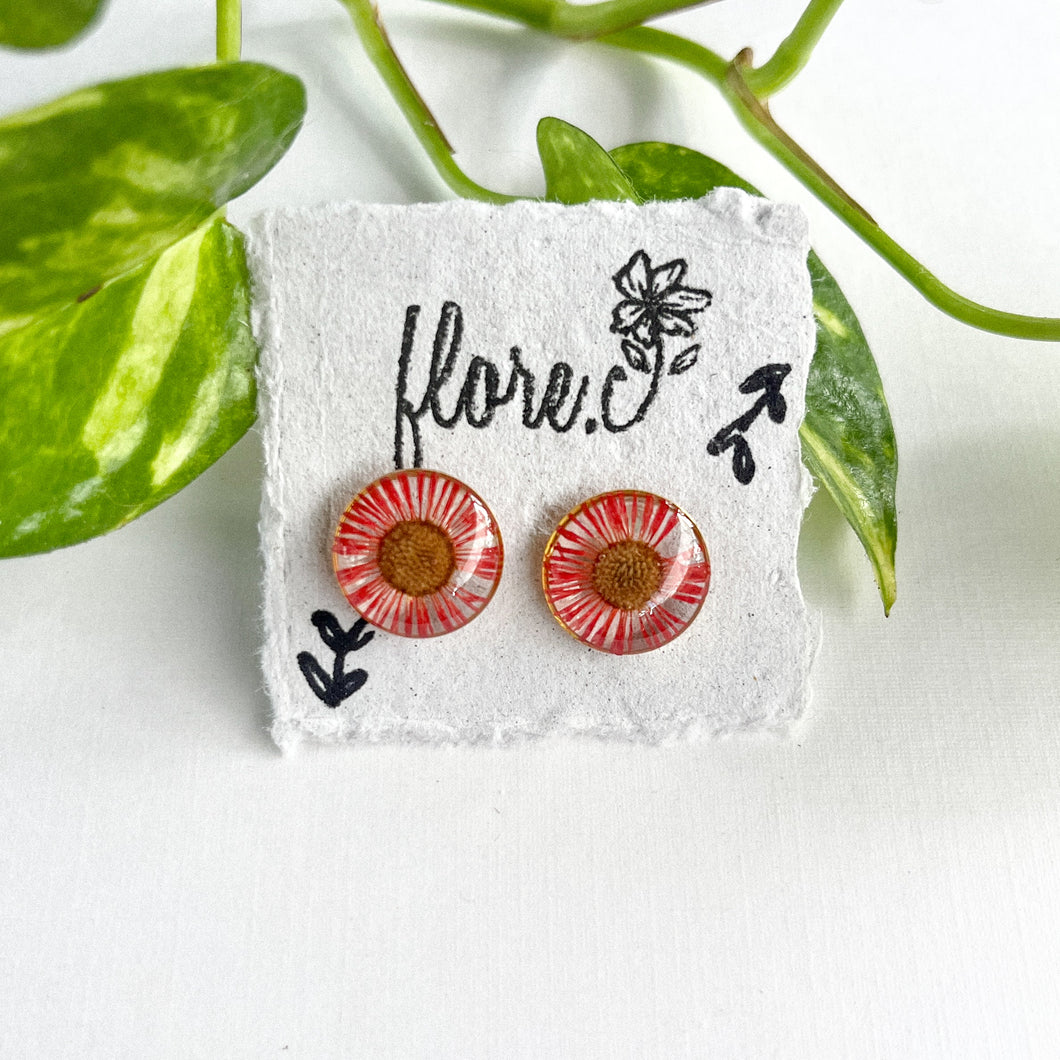 Red Flower Studs