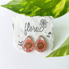 Load image into Gallery viewer, Red Flower Teardrop Studs
