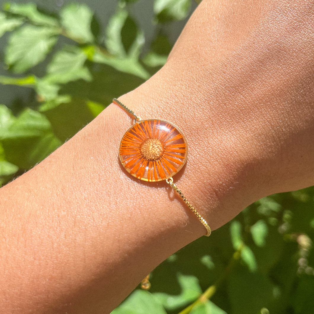 Orange Daisy Bracelet