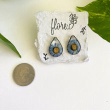 Load image into Gallery viewer, Blue Flower Teardrop Studs
