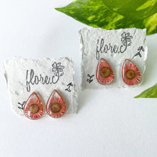 Load image into Gallery viewer, Red Flower Teardrop Studs
