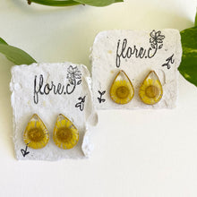 Load image into Gallery viewer, Yellow Flower Teardrop Studs
