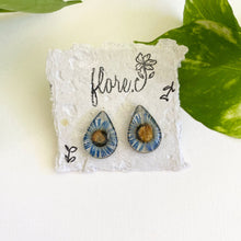 Load image into Gallery viewer, Blue Flower Teardrop Studs
