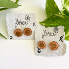 Load image into Gallery viewer, Orange Flower Circle Studs
