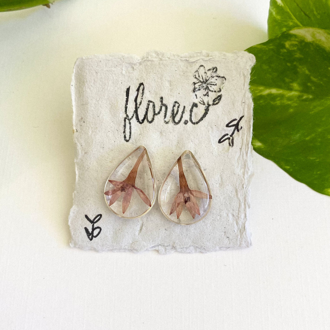 Flower in Teardrop Studs