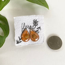 Load image into Gallery viewer, Orange Flower Teardrop Studs
