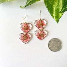 Load image into Gallery viewer, Dangling Red Flower Hearts
