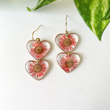 Load image into Gallery viewer, Dangling Red Flower Hearts
