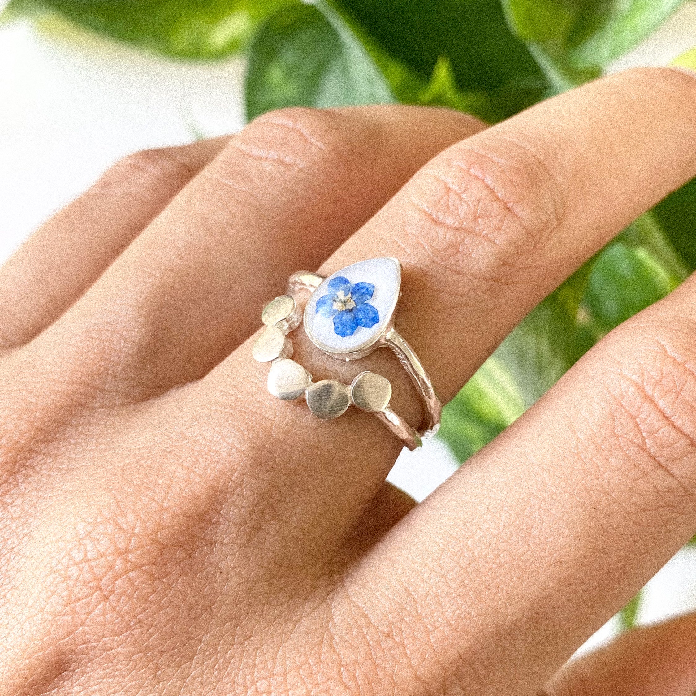 Forget-Me-Not Silver Adjustable Ring