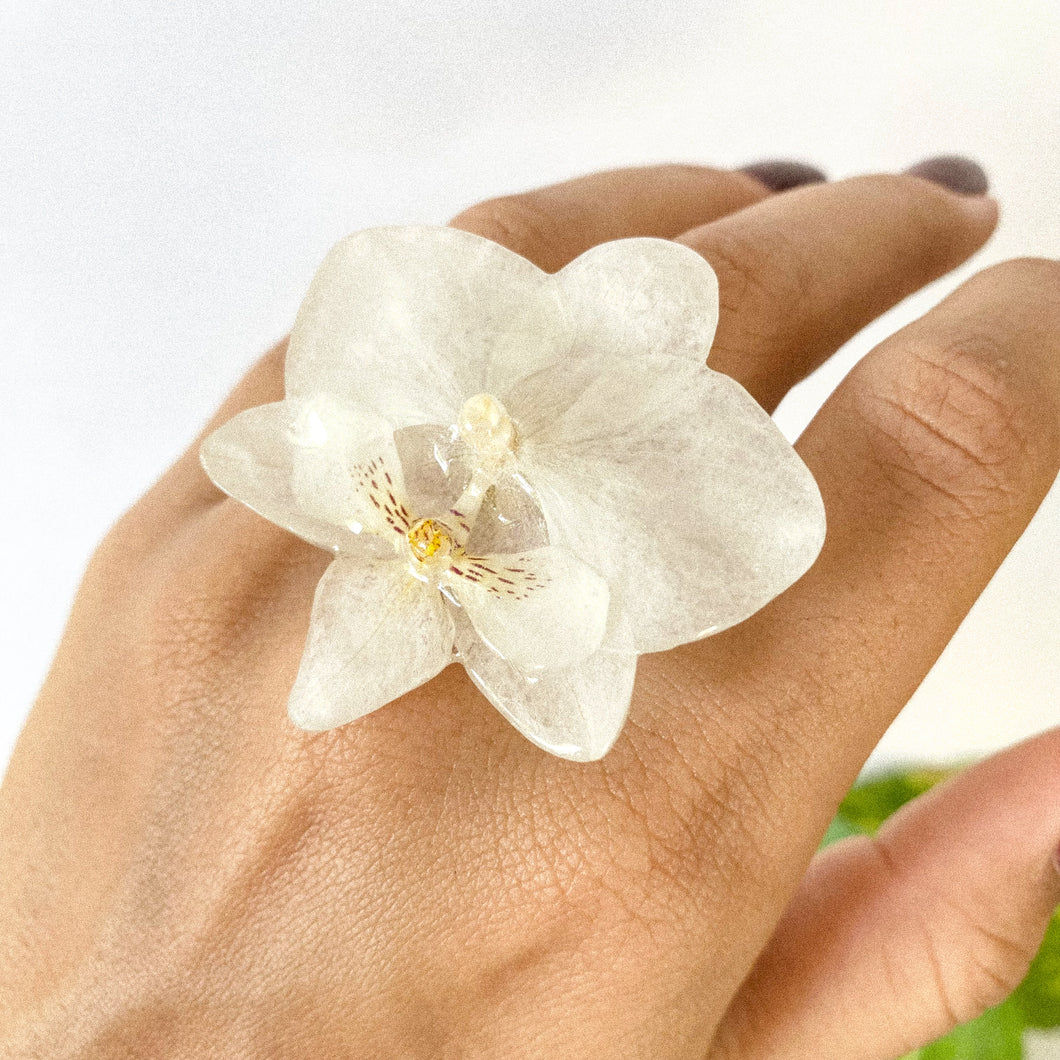 Big White Orchid Ring